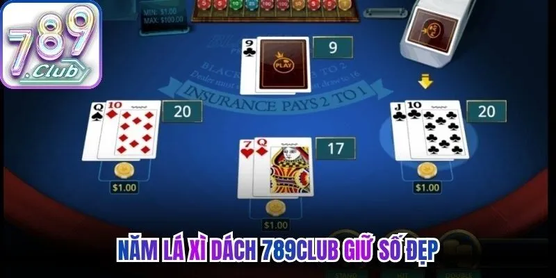 Năm lá xì dách 789Club giữ số đẹp